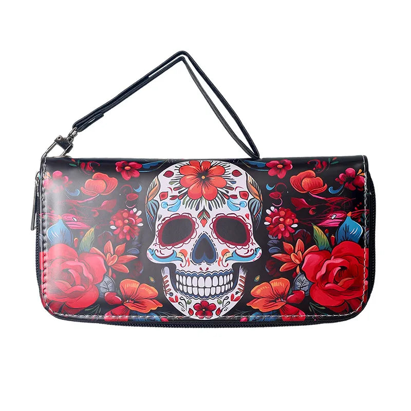 Unisex Bat Skull PVC Zipper Wallets