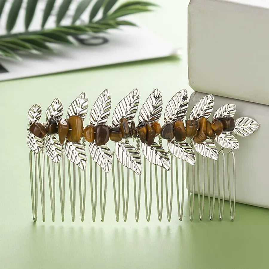 Handmade Pastoral Women's Solid Color Gem Insert comb