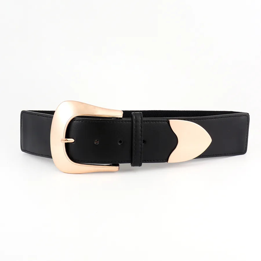 elegant formal commute color block pu leather buckle artificial leather women's leather belts
