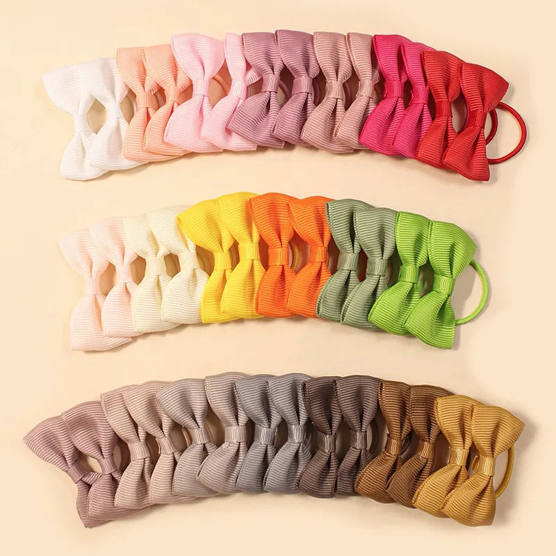 Kidsren's Popular 20 Colors 40 Pure Color Ribbed Small Rubber Bands Versatile Bow Hot Selling Hair Accessories Hair Ties for Women