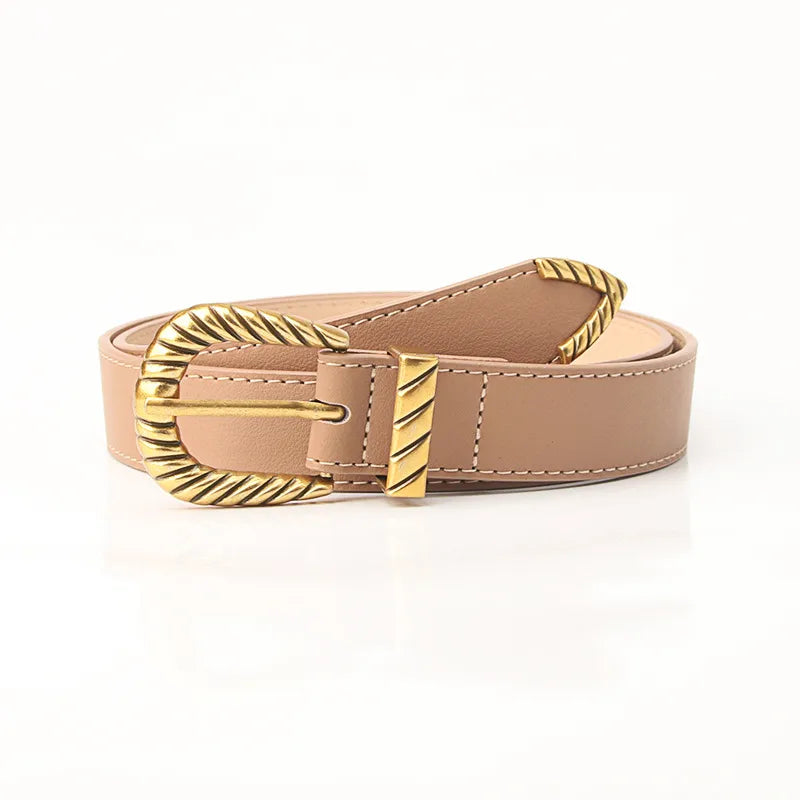Simple Style Solid Color Pu Leather Alloy Women's Leather Belts