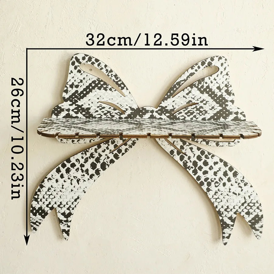 Cute Simple Style Snakeskin Bow Knot Wood Storage Rack Wall Art
