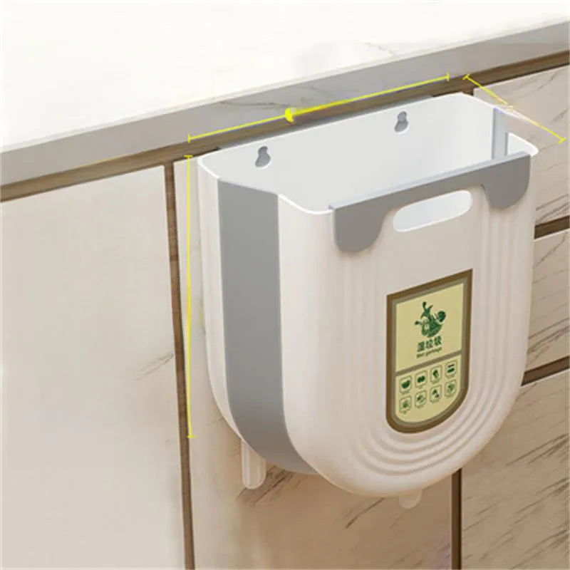 Kitchen Trash Bin Hanging Household Kitchen Waste Classification Folding Cabinet Door Wall Hanging Toilet Toilet Storage Paper Basket