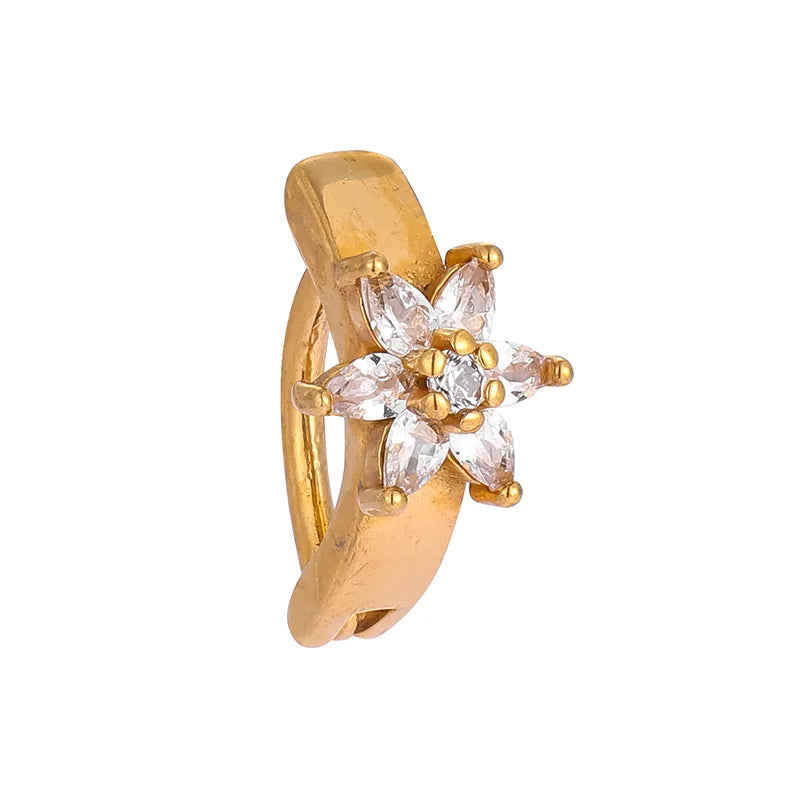 1 Piece Belly Rings Casual Lady Romantic Butterfly 316L Stainless Steel Inlay Zircon 14K Gold Plated
