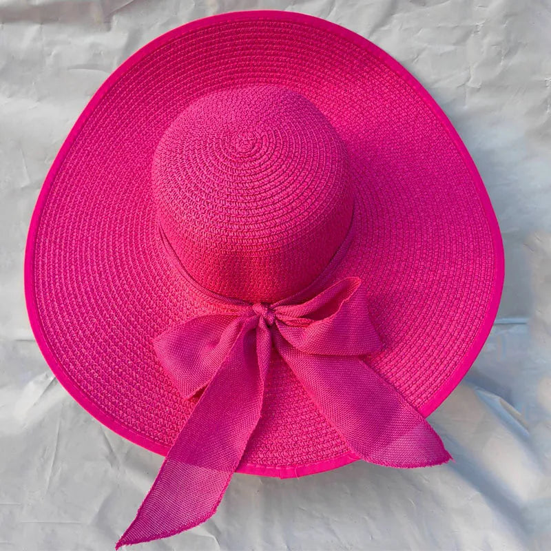 Women's Basic Vacation Solid Color Big Eaves Straw Hat