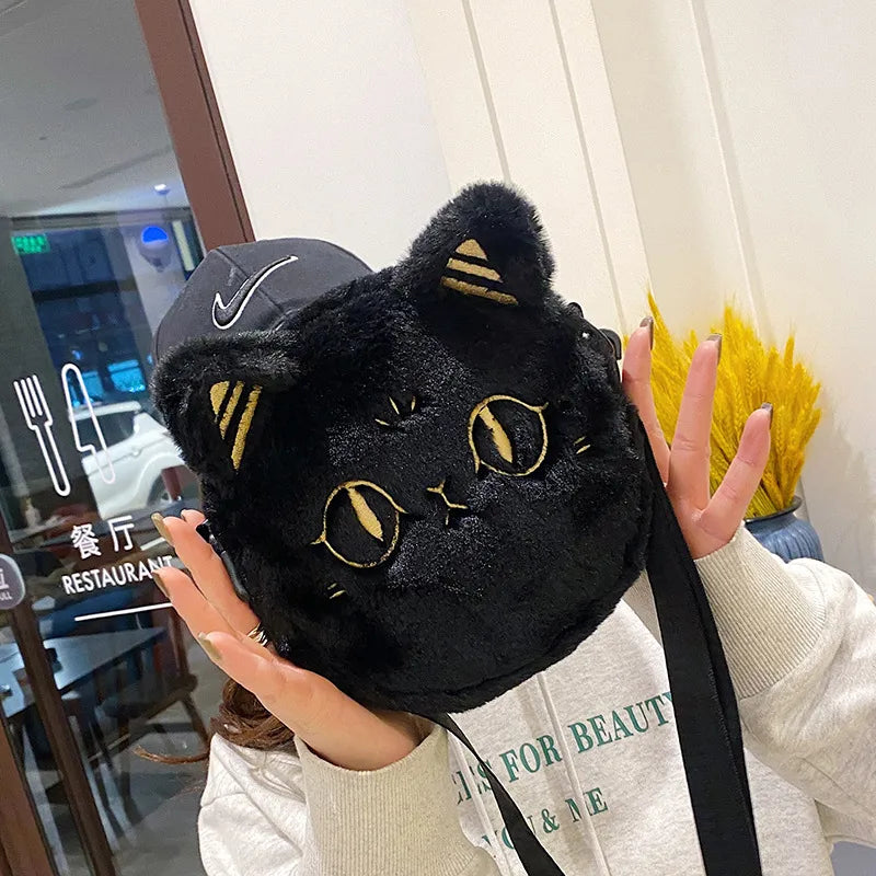 Anderson Cat Crossbody Bag Women's New Mobile Phone Bag Plush Embroidery Shoulder Bag Cute Cartoon Small Round Bag