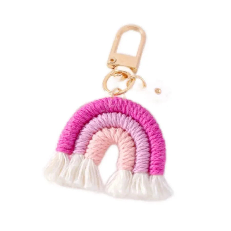 Fashionable Sweet Rainbow Knitted Keychain Pendant Accessory New Arrival Jewelry Handcrafted Tassel Irregular Design Personality
