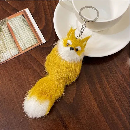 cute fox plush women's bag pendant keychain