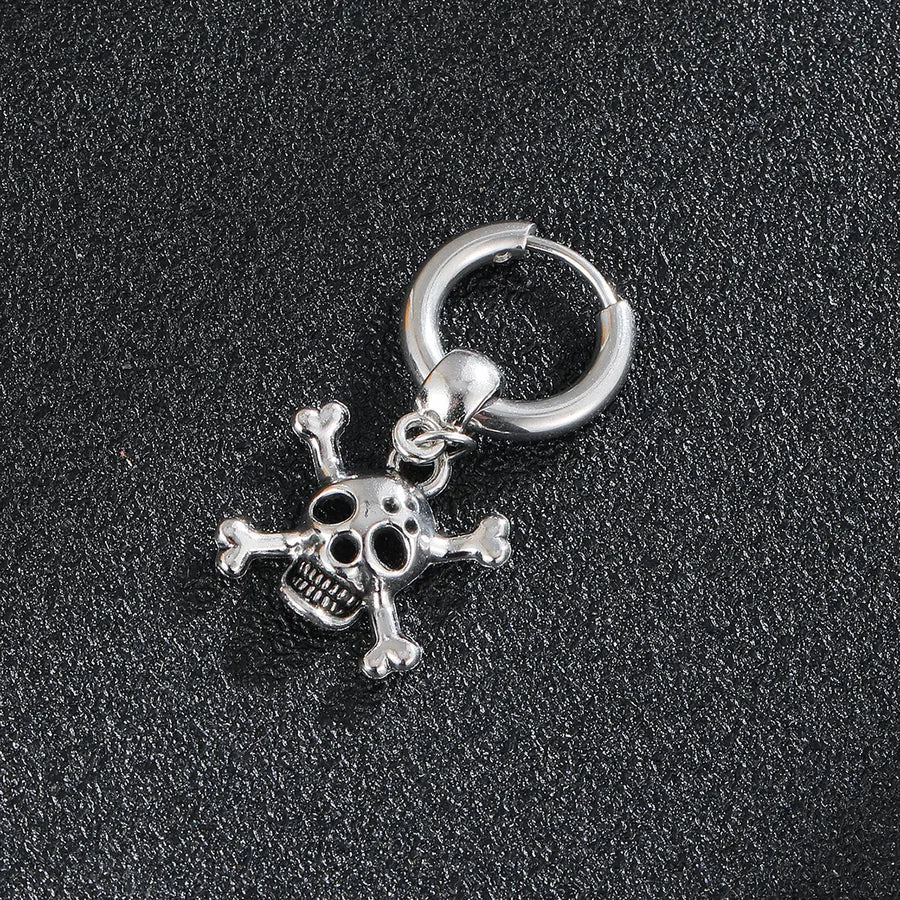 1 Piece Halloween Punk Skull Plating Stainless Steel Drop Earrings