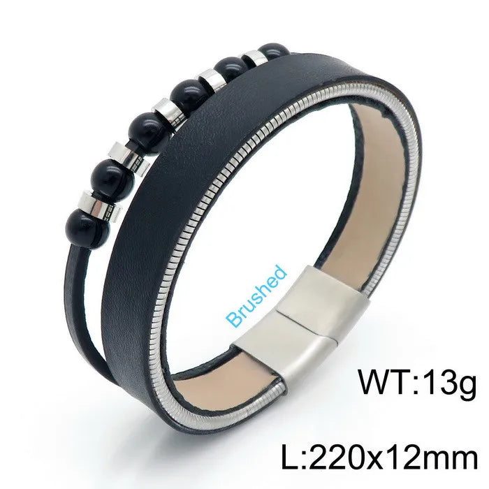 punk streetwear geometric titanium steel men's bangle