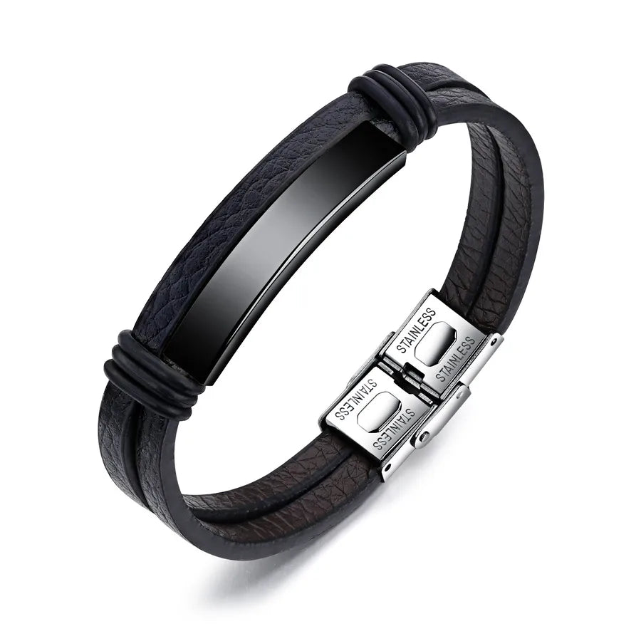 Original Design Solid Color 304 Stainless Steel Men'S Bracelets