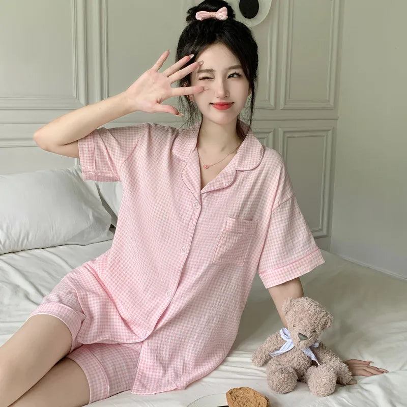 Sweet Cherry Cloud Cotton Long Sleeve Spring Home Clothes Set For Girls Comfortable Breathable Sleepwear Casual Style