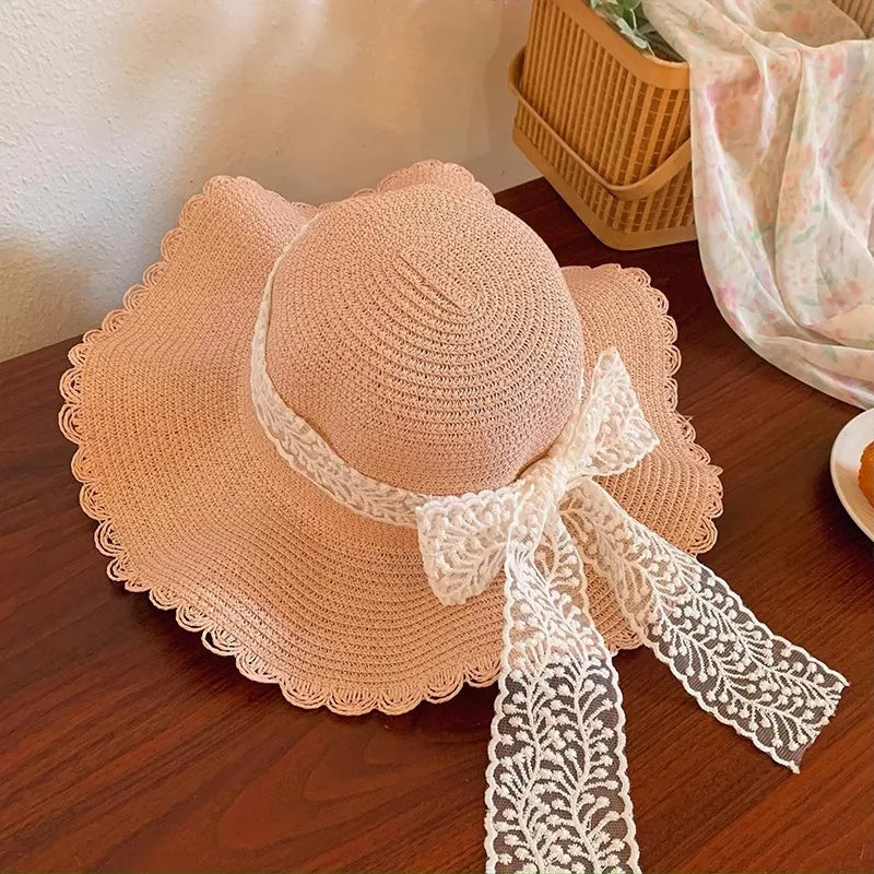 Women's Cute Sweet Solid Color Big Eaves Straw Hat