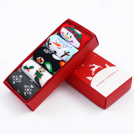 unisex cute cartoon snowman snowflake cotton jacquard crew socks 1 set