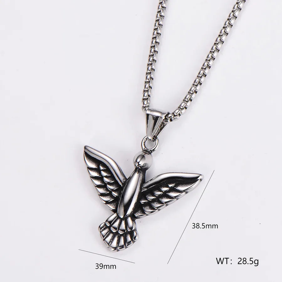 Wholesale Jewelry Retro Punk Round 304 Stainless Steel Pendant Necklace box chain