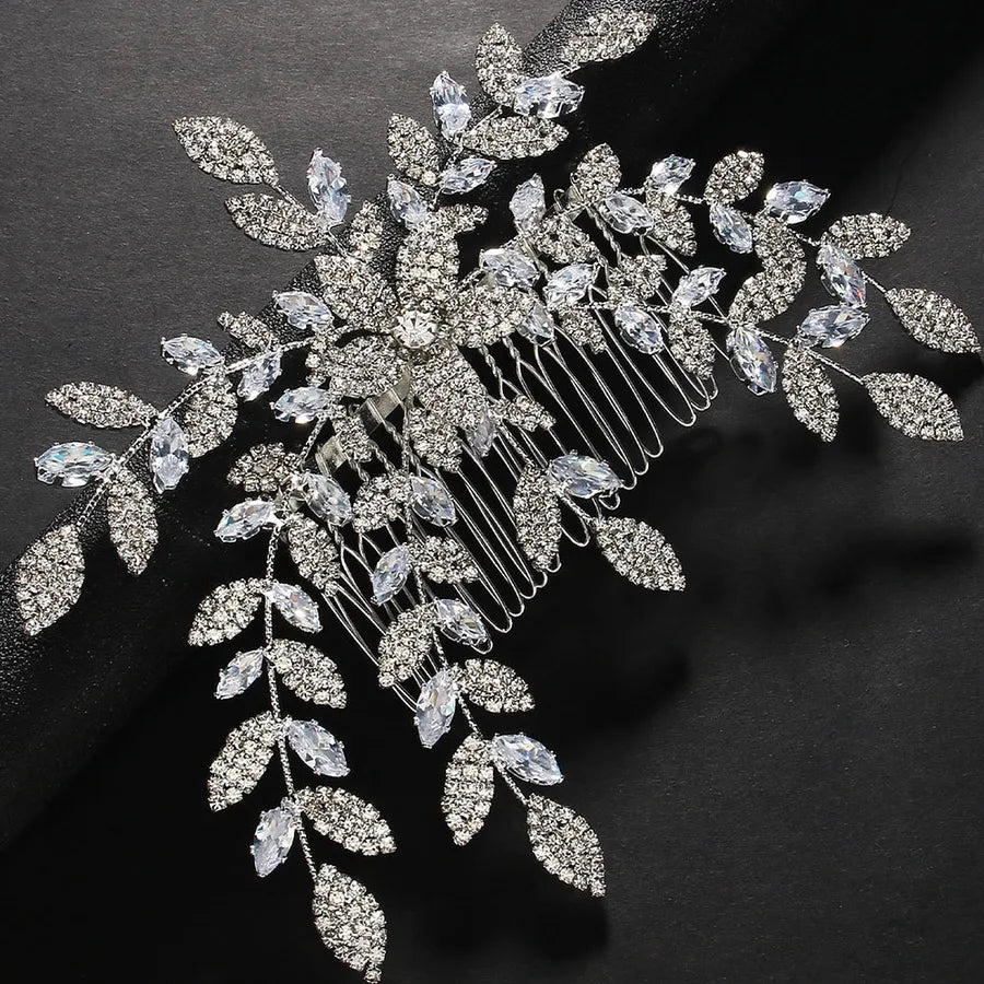 Light Luxury Fashion Leaf Crystal hair comb Wedding Dress Accessories Elegant Bridal Headdress hair comb