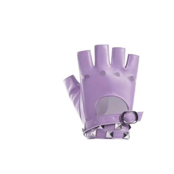 New Ladies Dance Half Finger Gloves Performance Half Punk Chain Pole Dance Street Dance Leather Gloves