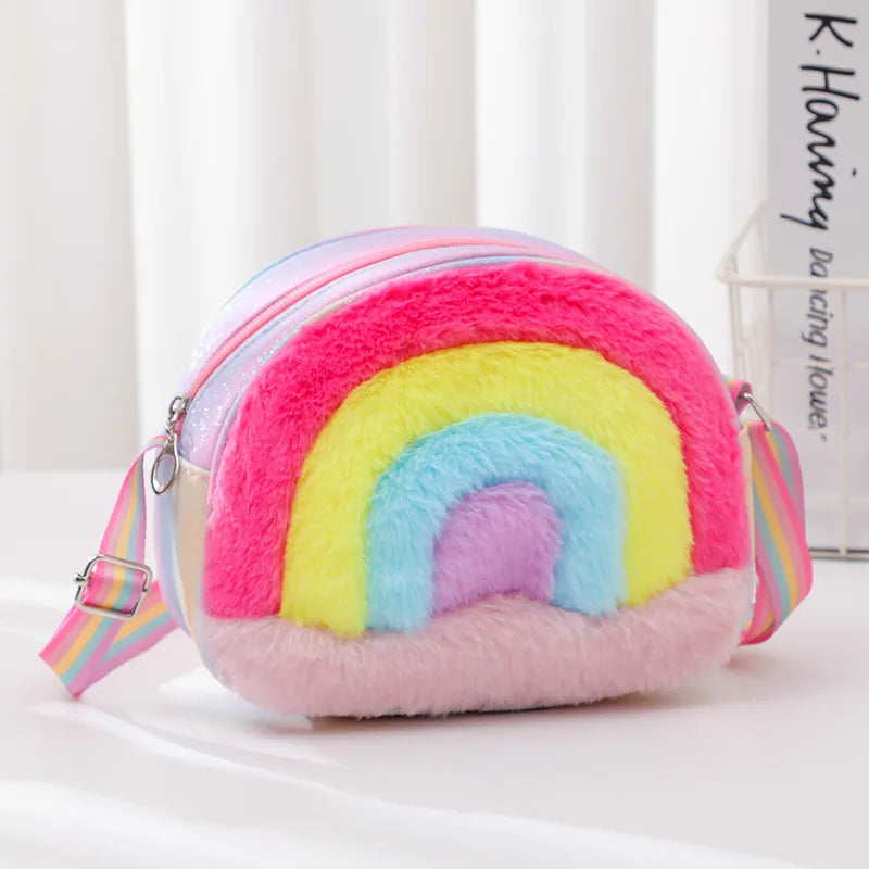 Kid'S pu Stripe Cute Sequins Square Zipper Shoulder Bag