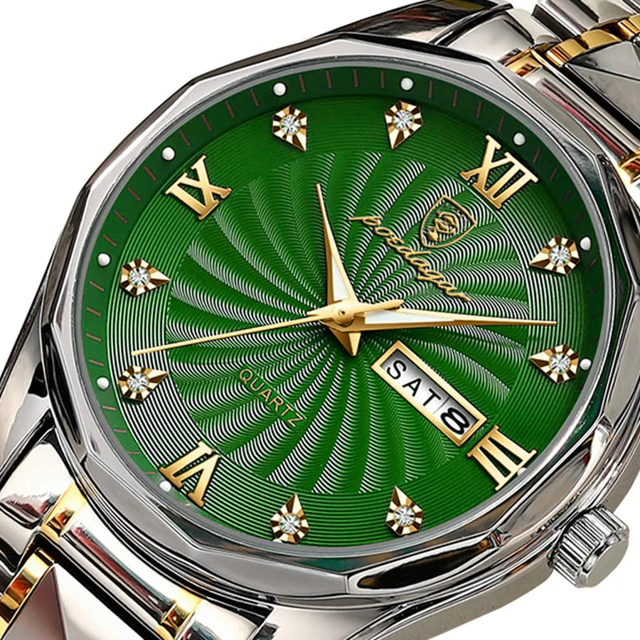 business round letter butterfly double snap quartz men's watches