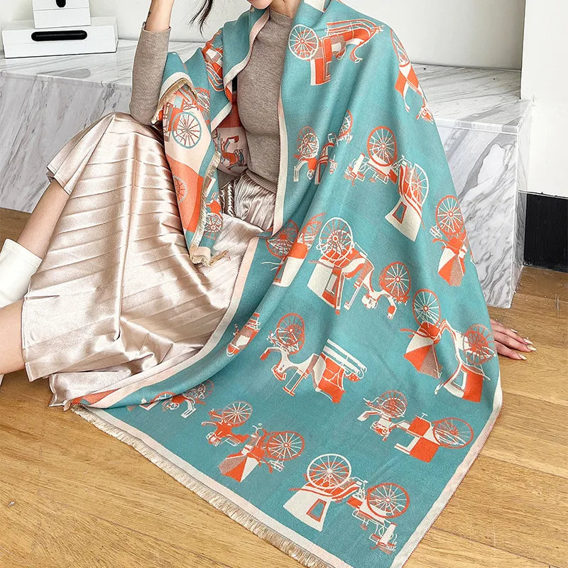 women's casual simple style carriage imitation cashmere scarf