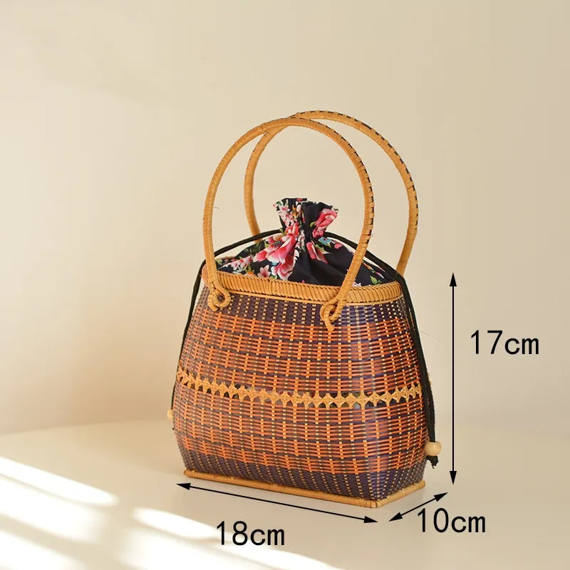 Vietnam Handmade Basket Exotic Storage Picnic Travel Basket Handmade Woven Bamboo Handbag