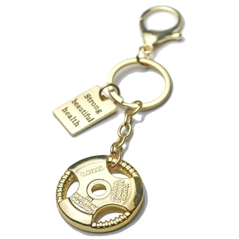 fashion creative fitness weight sheet keychain metal backpack buckle