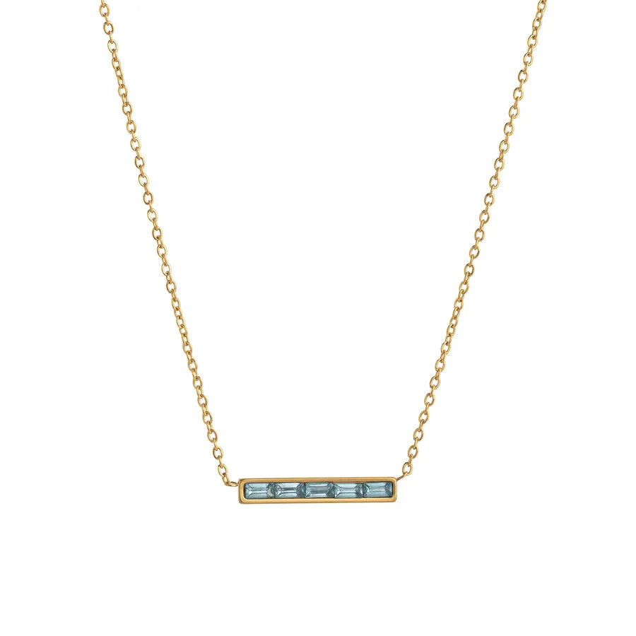Wholesale Jewelry Lady Simple Style Shiny Rectangle 304 Stainless Steel Zircon 18K Gold Plated cable chain Pendant Necklace