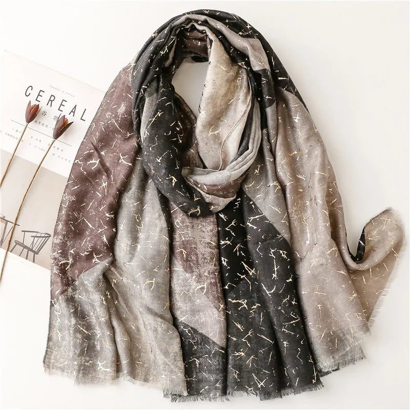 women's fashion color block polyester winter scarves