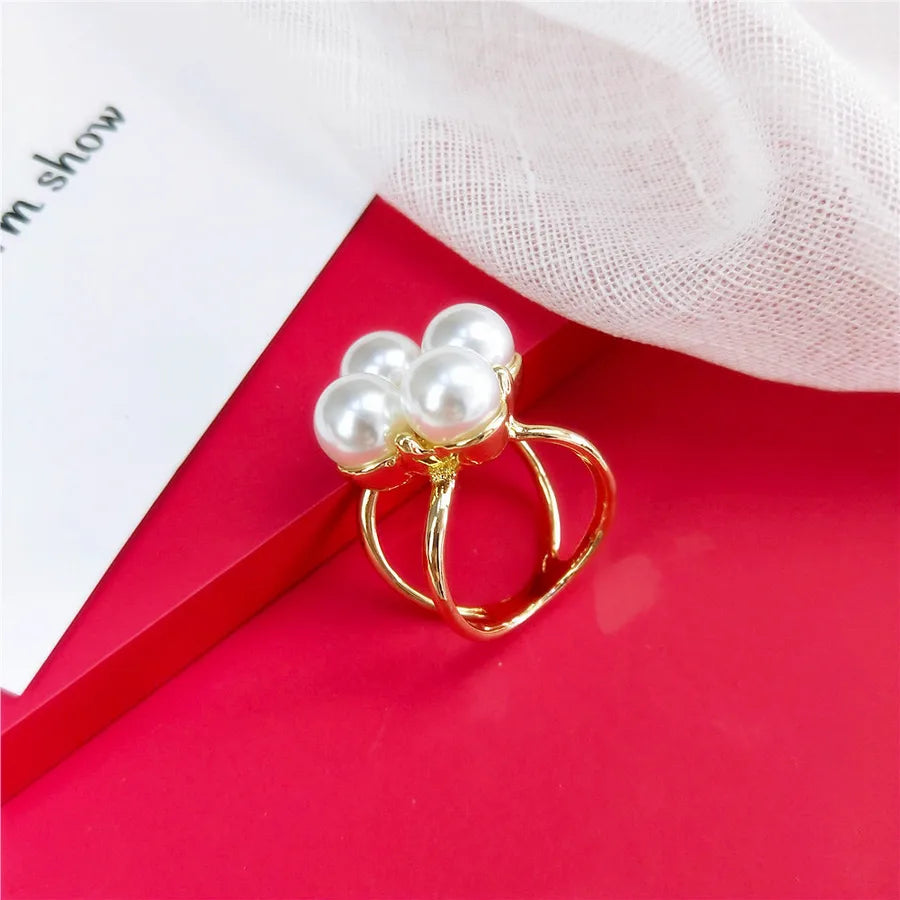 women's fashion geometric water droplets pu alloy rhinestone pearl