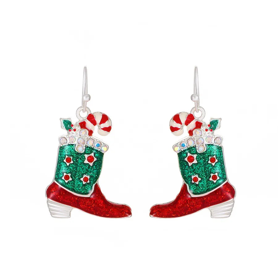 1 Pair Christmas Ethnic Style Christmas Socks Enamel Plating Alloy Drop Earrings