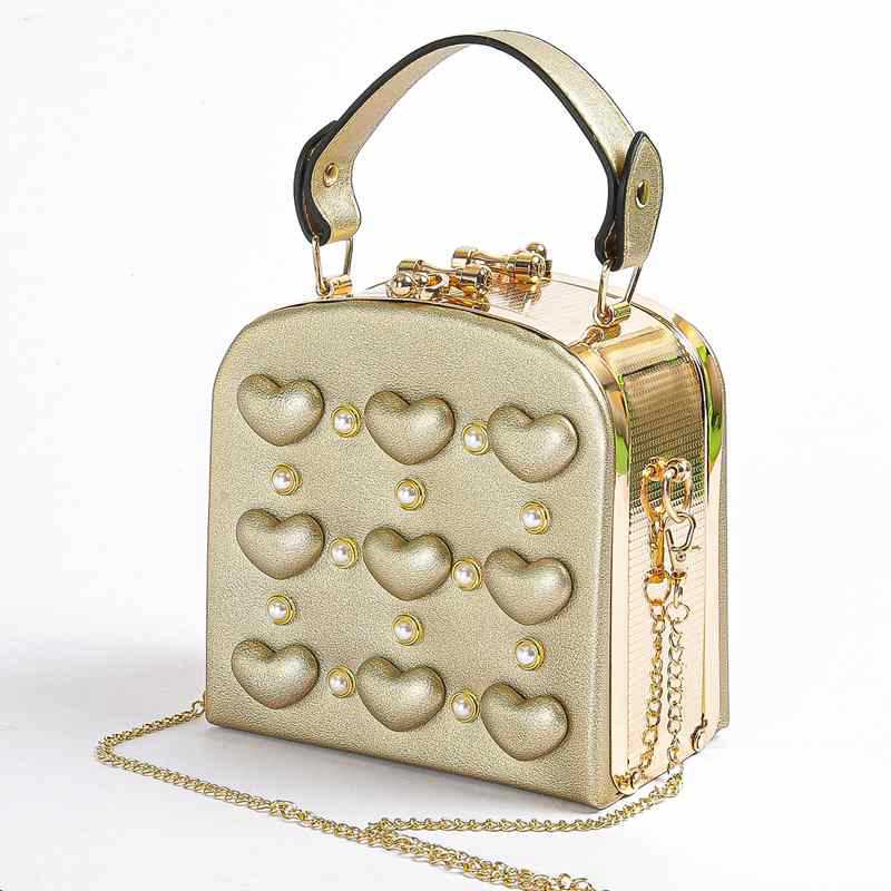 Pu Leather Heart Shape Solid Color Square Evening Bags
