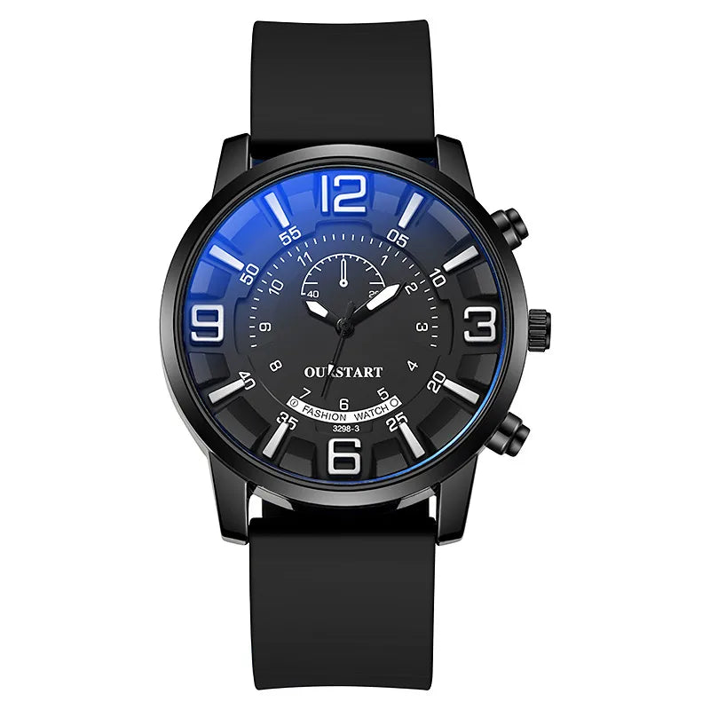 Direct sales Men's Watch casual stereo digital live blue light glass quartz silicone watch men