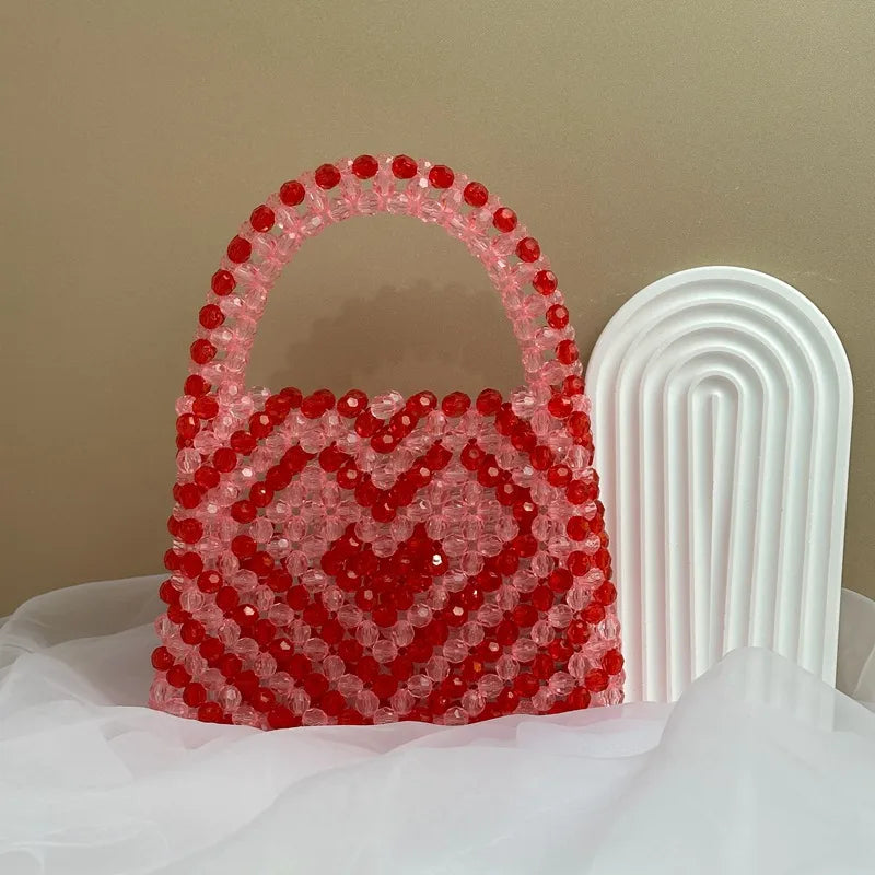 Women's Small Arylic Heart Shape Elegant Square Open Handbag