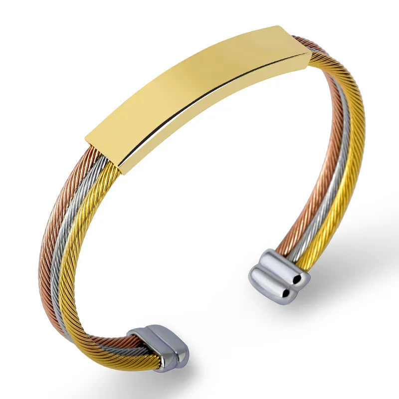 Commute Color Block Stainless Steel Plating Unisex Bangle