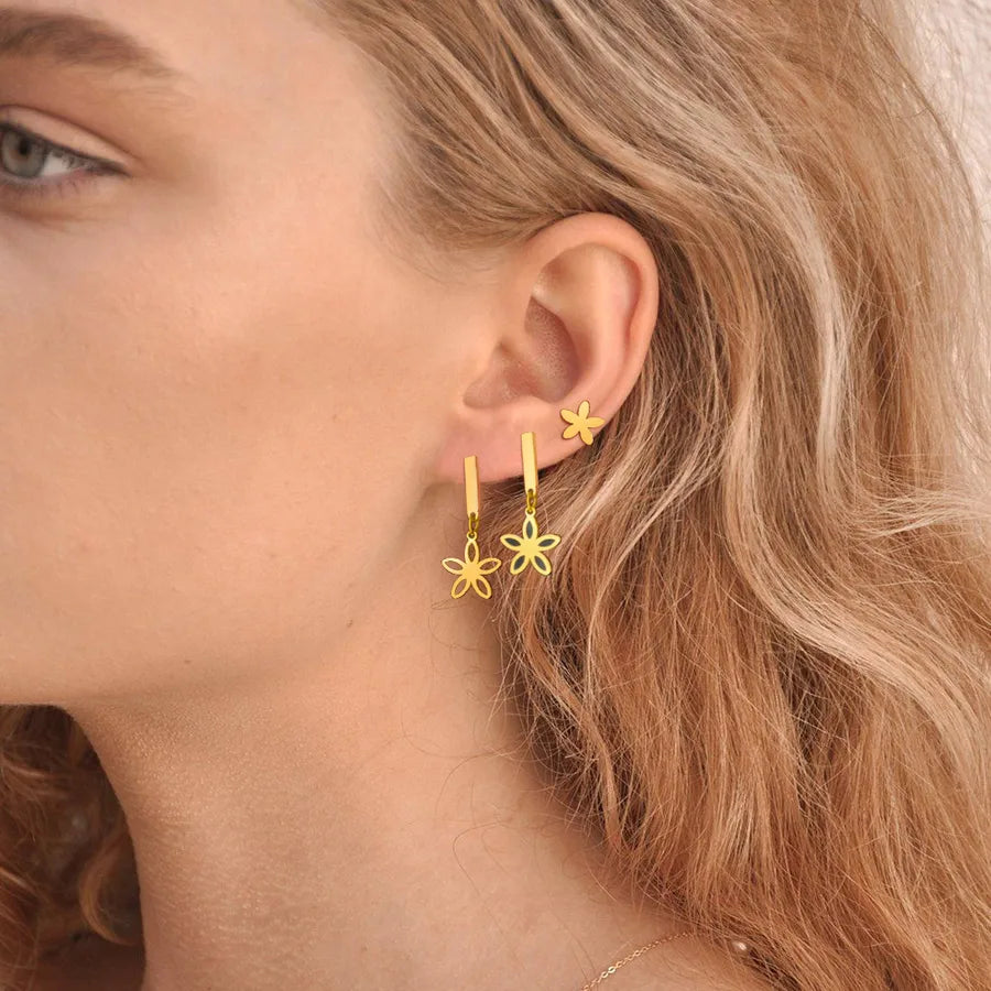 IG Style Casual Simple Style Flower Plating 201 Stainless Steel Zircon Drop Earrings