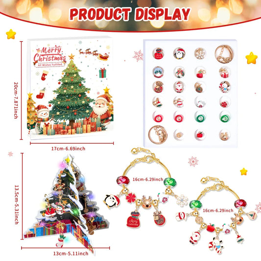 Children's Christmas DIY Crystal Bracelet Set Festive Jewelry Accessories Zinc Alloy Ethnic Style Girls Bracelets Gift