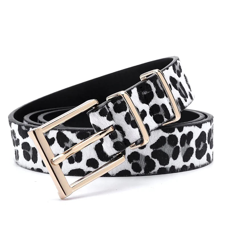 streetwear leopard imitation leather alloy women's leather belts