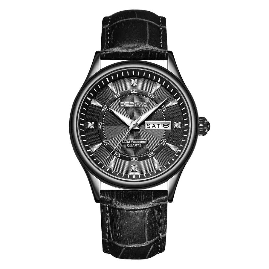 Casual Color Block Solid Color Butterfly Double Snap Quartz Men's Watches