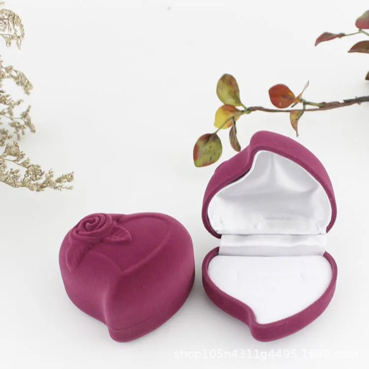 simple style heart shape flannel jewelry boxes