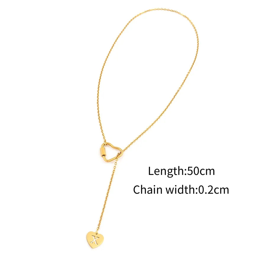 Wholesale Jewelry Elegant Simple Style Letter Heart Shape 201 Stainless Steel 304 Stainless Steel cable chain Pendant Necklace