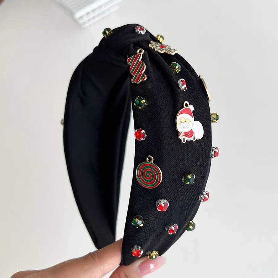 Christmas Candy Santa Claus Snowflake Hairband High Top Knot Festive Hair Accessories Women's Personalized Handmade Hairband