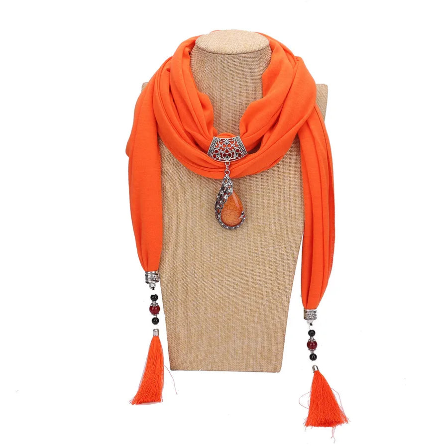 women's elegant solid color cotton tassel scarf