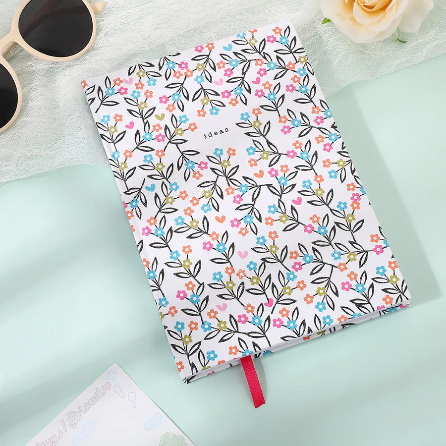 A5 Hard Cover New Flower Design Bullet Journal Notebook Creative Dotted Inner Pages Cute Style Wooden Pulp Material