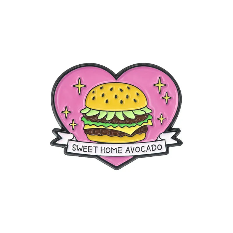Cartoon Style Cute Cowboy Style Pin Letter Hamburger Heart Shape Alloy Stamping Stoving Varnish Plating Unisex Badge Brooches Collar Pin