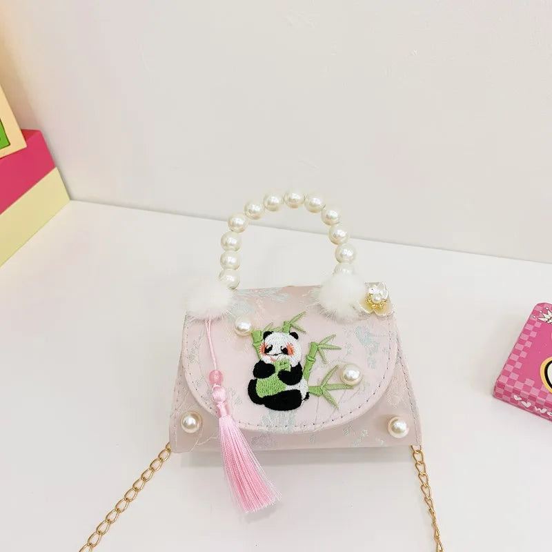 Children's Bag Women's Chinese Style Butterfly Flower Girls' Satchel Princess Pearl Handbag Shoulder Crossbody Bag Wholesale