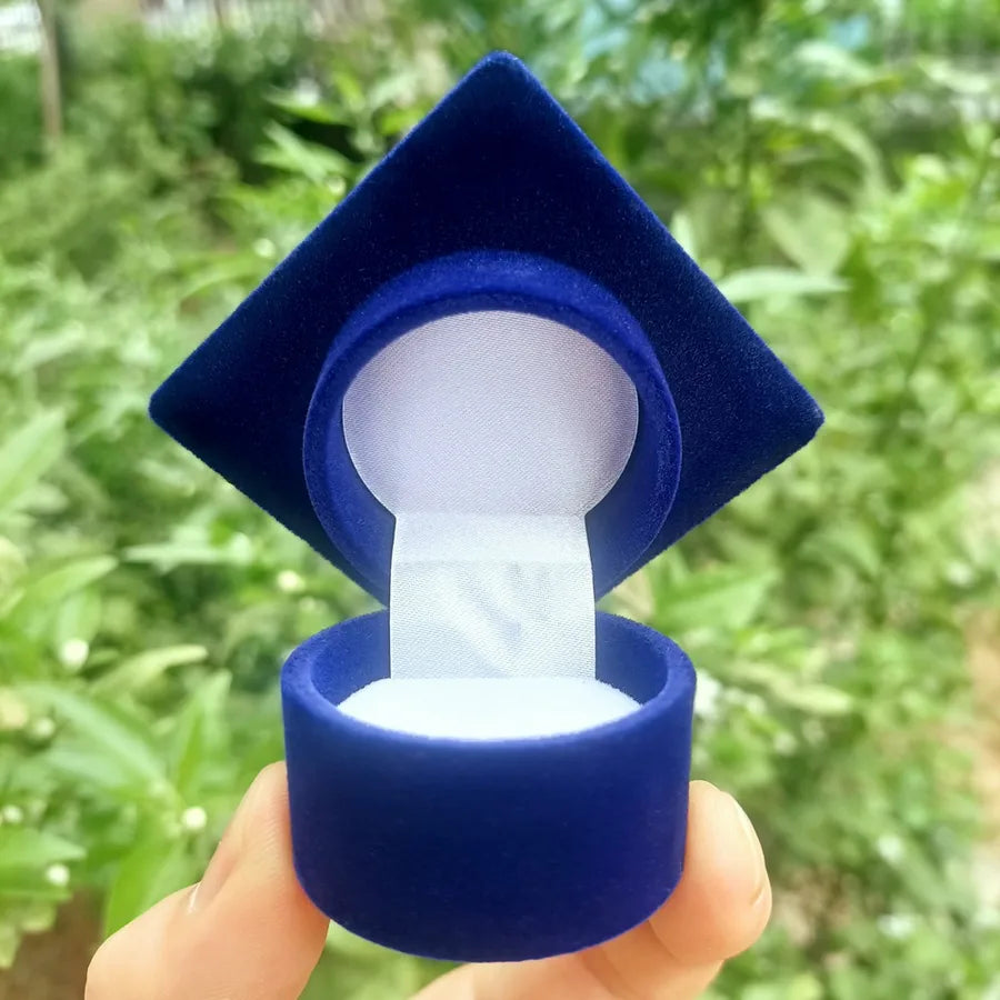 Doctor cap ring box wholesale flocking box wedding proposal necklace graduation gift box