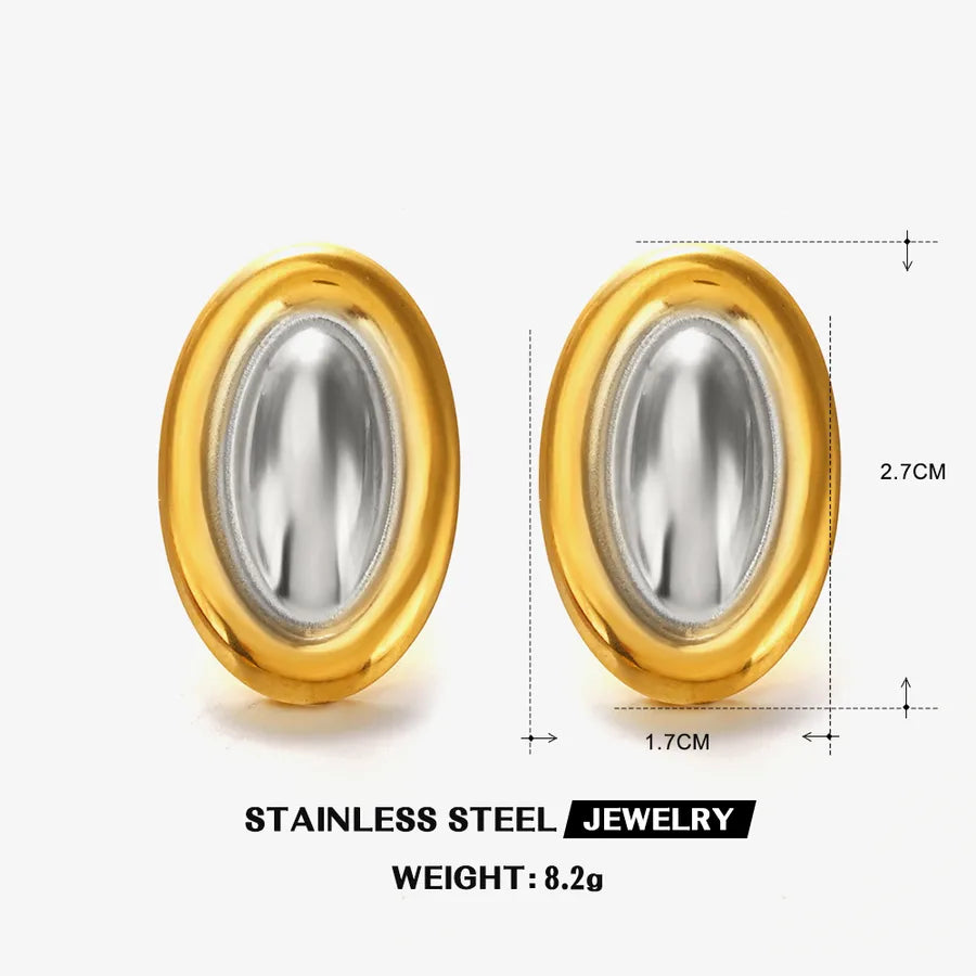 1 Piece Elegant Glam Hip-Hop Oval 304 Stainless Steel 18K Gold Plated Ear Studs
