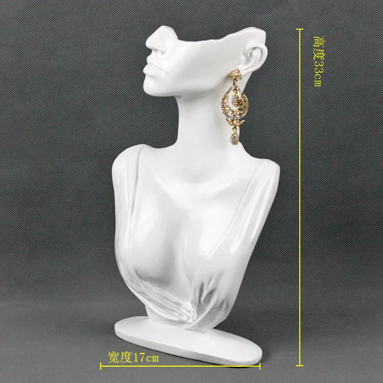 Resin Model Portrait Jewelry Necklace Display Stand Earring Holder Counter Top Props Artistic Style Art Painting Surface Mount