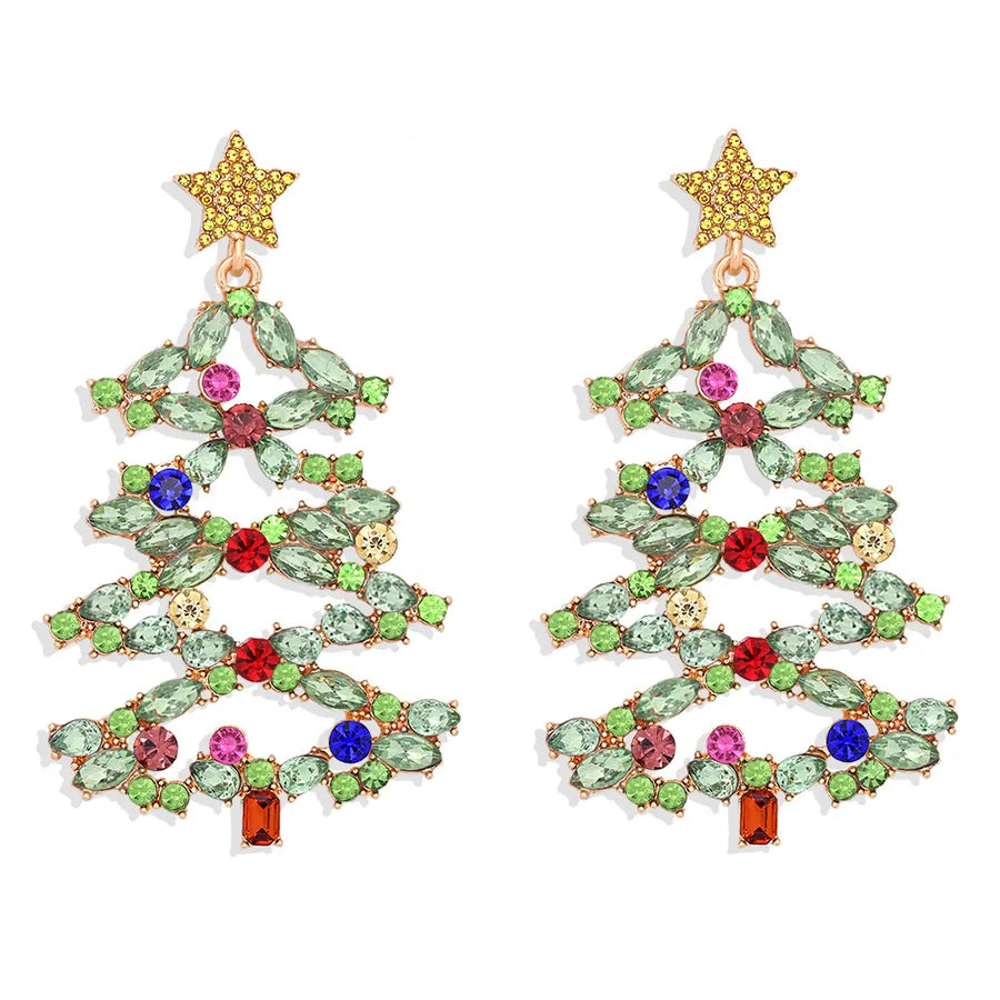 Christmas Cartoon Style Exaggerated Novelty Diamond Alloy Artificial Gemstones Earrings