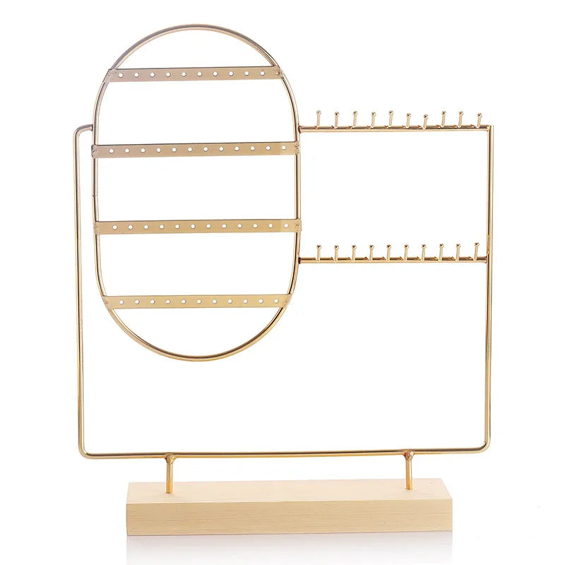 Basic Modern Style Classic Style Geometric solid wood Iron Plating Jewelry Display Jewelry Rack